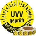 Produktbild: Böttcher-AG Prüfplaketten PT98V30-25-R UVV geprüft, 2025-2030, gelb, Ø 30mm, aus Vinyl, 1000 Stück