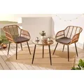 Produktbild: riess-ambiente Outdoor Bistro Balkon-Set PARIS braun Polyrattan Sitzgruppe wetterfest inkl. Tisch Kissen Loungemöbel - Braun