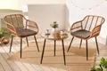 Produktbild: riess-ambiente Balkonset PARIS braun - Polyrattan, Glas, Bistro, wetterfest, Terrasse, Design, (Set, 3-tlg), Outdoor Sitzgruppe für den Garten - inkl. Tisch, Stühlen & Kissen