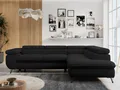 Produktbild: Ecksofa Sofa Schwarz, Wohnlandschaft L-Form mit Schlaffunktion und Bettkasten, Schlafsofa mit Bettkasten, Sofa mit Einstellbare Kopfstützen, Peter L - Schwarz Boucle - Rechts Schwarz