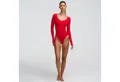 Produktbild: Creamy Fabrics Miederbody Bodysuit Sculpting Shapewear Longsleeve mit String-Fire Red-4XL (1-tlg) Figurformend