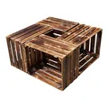 Produktbild: Couchtisch Terrassentisch 4er Set aus Holzkisten Obstkisten Geflammt USED