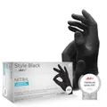 Produktbild: AMPri Nitrilhandschuhe, schwarz, 100 Stück/Box, Größe XXL, puderfrei, Style Black by Med-Comfort: Nitril Einmalhandschuhe, Einweghandschuhe in den Größen XS, S, M, L, XL, XXL