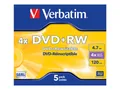Produktbild: Verbatim DVD-Rohling Verbatim DVD+RW 4.7GB 4x, 5er Jewelcase