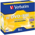 Produktbild: Verbatim DVD-Rohlinge DVD+RW 4,7GB 4X 5er JC 5 Stück