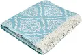 Produktbild: Carenesse Jacquard Tagesdecke Single Size Barock 150 x 200 cm Petrol I Edle & zarte Wendedecke aus 100% Baumwolle mit hochwertiger Webung I Überwurf für Bett & Sofa I Wohndecke dünn & leicht
