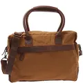 Produktbild: LECONI Kleiner Weekender aus Rinds-Leder & Canvas im Vintage-Look Handgepäck XL Shopper Bürotasche für Damen + Herren Arbeitstasche DIN A4 Schultasche Unitasche 40x30x15cm Cognac LE2007-C