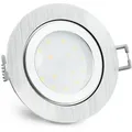Produktbild: SSC-LUXon RW-2 Einbauleuchte LED Bad flach IP44 Alu gebürstet - inkl. 5W neutralweiß LED Modul 230V - Einbau Deckenspot rund - Silber