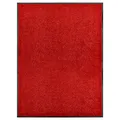 Produktbild: vidaXL Fußmatte Waschbar Schmutzfangmatte Türmatte Fußabtreter Schmutzmatte Schmutzfangläufer Sauberlaufmatte Innen Außen Rot 90x120cm