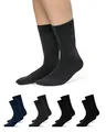 Produktbild: Snocks 4er Set Business Socken für Herren – Herrensocken mit atmungsaktiver Baumwolle ohne drückende Naht - Größe 43-46 - Farbe Mix (2x Schwarz + 1x Grau + 1x Blau)