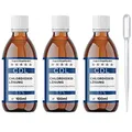 Produktbild: 3X 100ml Chlordioxid-Lösung 0,3% – CDL/CDs in Braunglasflasche & HD-PE Pipette zum Tropfen