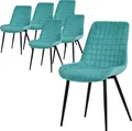 Produktbild: ML-Design Esszimmerstühle 6er Set, Petrol, Sitzfläche aus Samt mit schwarzen Metallbeinen, Küchenstühle mit Rückenlehne