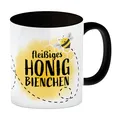 Produktbild: Fleißiges Honigbienchen Kaffeebecher Schwarz Die fleißige Biene umschwärmt den
