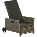 Produktbild: Gardenson Gartenliege, Grau, Metall, Kunststoff, Textil, Füllung: Schaumstoff, 68x105x175 cm, Räder am Kopfende, Auflage, stufenlos verstellbar, abnehmbares Fußteil, Gartenmöbel, Gartenliegen
