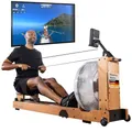 Produktbild: Skandika Rudergerät Wasser aus Holz Lykke | Wasser Rudergerät für Zuhause, 45% mehr Widerstand mit 90° Tank, aus massiver europäischer Buche, Kinomap App kompatibel, Wasserrudergerät platzsparend