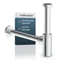 Produktbild: Kirchhoff Design Siphon, Abfluss, Ablaufgarnitur für Waschbecken und Waschtisch, Geruchsverschluss mit Reinigungsöffnung, Flaschensiphon, Abflussrohr, 98166210, Chrom