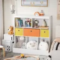 Produktbild: SoBuy KMB26-W Kinder Bücherregal Kinderregal mit 5 Ablagefächern und 3 Stoffboxen Spielzeugregal Aufbewahrungsregal für Kinder Spielzeug-Organiz... - Weiß
