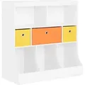 Produktbild: Kmb26-w Kinder Bücherregal Kinderregal Mit 5 Ablagefächern Und 3 Stoffboxen Spielzeugregal Aufbewahrungsregal Für Kinder Spielzeug-organizer Weiß Bht Ca.: 92x93x40cm - Sobuy