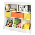Produktbild: SoBuy KMB26-W Kinder Bücherregal Kinderregal mit 5 Ablagefächern und 3 Stoffboxen Spielzeugregal Aufbewahrungsregal für Kinder Spielzeug-Organizer Weiß BHT ca.: 92x93x40cm