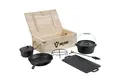 Produktbild: BBQ-Toro Grilltopf 7-teiliges Dutch Oven Set in Holzkiste mit Zubehör, gusseisen, Gusseisen (7-teiliges Dutch Oven Set mit Holzkiste und viel Zubehör, 7-tlg)