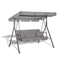 Produktbild: SPRINGOS Gartenschaukel Luna, Hollywoodschaukel mit Dach, m. Kissen, Schaukelbank, 3-Personen-Schaukel, HxBxT: 150x170x110 cm (Grau)