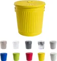 Produktbild: Jinfa Mülleimer mit Deckel, Ascheeimer, Abfallbehälter, Mülltonne, Papierkorb aus Metall, Gelb, Ø 21,5 cm, Höhe 21,5 cm 7 Liter