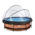 Produktbild: EXIT Toys Wood Pool mit Multifunktionale Abdeckung - ø300x76cm - Runder Rahmenpool mit Kartuschenfilterpumpe - Leicht Zugänglich - Starker Rahmen - Für Sauberes und Warmes Poolwasser - Braun