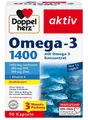 Produktbild: ✅ Doppelherz Omega-3 1400,Hochdosiertes Omega-3-Konzentrat Vitamin E 90 Kapseln✅