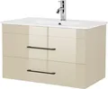 Produktbild: welltime Waschtisch Florenz Badmöbel Badschrank mit Waschbecken, Waschplatz mit 2 Auszügen und Softclose Breite 80cm