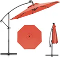 Produktbild: COSTWAY Sonnenschirm φ300cm, Ampelschirm mit 32 Solar-LEDs & Kurbel, Neigungswinkel verstellbar, Gartenschirm Marktschirm Terrassenschirm Orange