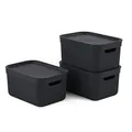 Produktbild: Jive Dekobox 3er-Set Aufbewahrungsbox 5l mit Deckel, Kunststoff (PP recycelt), dunkelgrau, 3x5l (27.8 x 19.5 x 22.4 cm), Schwarz, Nicht zutreffend
