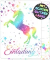 Produktbild: VULAVA 12x GLITZER Einhorn EINLADUNGSKARTEN KINDERGEBURTSTAG Mädchen Junge - die Regenbogen PARTY Karten sind die Einhorn EINLADUNG für Mädchen Jungen Kinder GEBURTSTAG Einladung Pferde UNICORN
