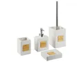 Produktbild: Badezimmer Set beige/Heller Holzfarbton 4-teilig Dolomit mit Aufschrift Kourou