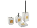 Produktbild: Badezimmer Set beige / heller Holzfarbton 4-teilig Dolomit mit Aufschrift Kourou