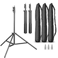 Produktbild: Walimex pro FT-8051 3er Set Lampenstativ 260cm - Lichtstativ mit Federdämpfung, Höhe max 260 cm, 5 kg Traglast, Aluminium, für Fotografie Studio Outdoor, mit Tasche und Adapter,