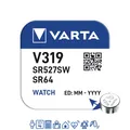 Produktbild: 1 x Varta 319 Uhrenbatterie 1,55 V SR527SW SR64 RW 328 21mAh Knopfzelle