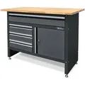 Produktbild: Weber Werkbank mit Schubladen grau schwarz 120 x 60 x 86 cm leer mit Holzarbeitsplatte Werktisch abschließbar Werkzeugschrank Werkstattschrank - Grau