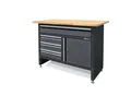 Produktbild: Weber Werkbank 120x60 cm mit Holzarbeitsplatte – stabile Werkstattbank mit Schubladen & abschließbarem Fach 300 kg Tragkraft