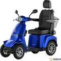 Produktbild: Veleco Gravis Elektromobil - Kapitänssitz mit hoher Rückenlehne - 4-Rad Mobilitätsroller - komplett montiert - Voll-LED Beleuchtung (Blau)