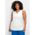 Produktbild: Tanktop SHEEGO, Damen, Gr. 58, weiß, 50% Baumwolle, 50% Modal, unifarben, V-Ausschnitt, Tops Tanktop