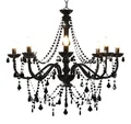 Produktbild: vidaXL Kronleuchter Kronleuchter mit Perlen Schwarz 8 x E14-Fassungen