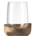 Produktbild: Leonardo Terra Windlicht mit Teaksockel, Teelichthalter, Glas Klar, Holz, 084409