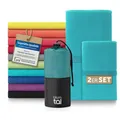 Produktbild: Blumtal Mikrofaser Handtuch 180 x 90cm + 1x 80 x 40cm - Handtücker Microfaser schnelltrocknend - optimales Fitness Handtuch/Strandtuch Mikrofaser/Gym Towel - Reisehandtuch kompakt - Petrol