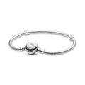 Produktbild: PANDORA Moments Schlangen-Gliederarmband mit Herz-Verschluss aus Sterling-Silber, kompatibel mit Charms und Anhängern aus der Moments Kollektion, Größe: 23cm