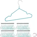 Produktbild: 40 x Kinderkleiderbügel, platzsparende Drahtbügel Jungen, Babybügel mit Kerben, PVC-beschichtet, Bügel 30 cm, türkis