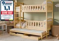 Produktbild: Kids Collective Etagenbett Hochbett Stockbett Kinderbett 90x200 cm mit Ausziehbett und Schubladen (mit drei Matratzen inklusive), Umbaubar zu 3 Einzelbetten mit Lattenrosten & Rausfallschutz, Natur