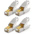 Produktbild: 4x CAT 8 Netzwerkstecker 40Gbit/s RJ45 Netzwerk LAN Adapter Stecker Verlegekabel
