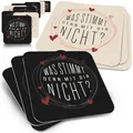 Produktbild: Funke & Brand Spruch-Bierdeckel - 50er Set was stimmt denn mit dir Nicht? - Witziges Design mit Herzakzenten