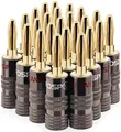 Produktbild: FosPower Bananenstecker Für Lautsprecherkabel - Bananenstecker Lautsprecher, Für Wandplatte und Subwoofer Kabel - Kabelschuhe Vergoldet 24K, High-End. 12 Rot & 12 Weiß - 12 Paare / 24 Stück
