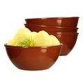 Produktbild: 4er Set Tonschale 18cm braun 1L Ton-Geschirr Schüssel Salat Schale Servierschale